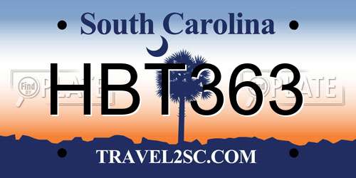 HBT363 South Carolina License Plate