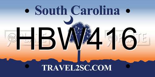 HBW416 South Carolina License Plate