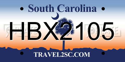 HBX2105 South Carolina License Plate