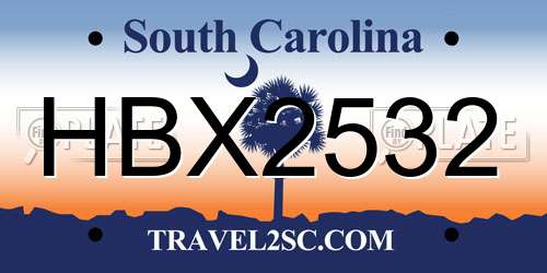 HBX2532 South Carolina License Plate