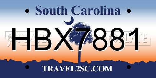 HBX7881 South Carolina License Plate