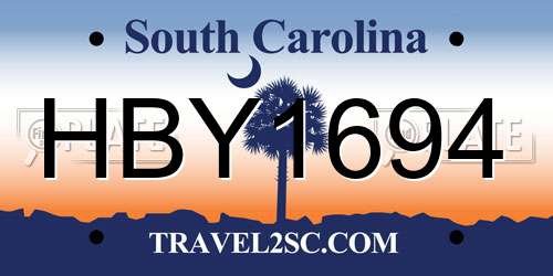 HBY1694 South Carolina License Plate