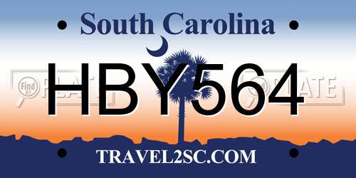 HBY564 South Carolina License Plate