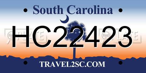 HC22423 South Carolina License Plate