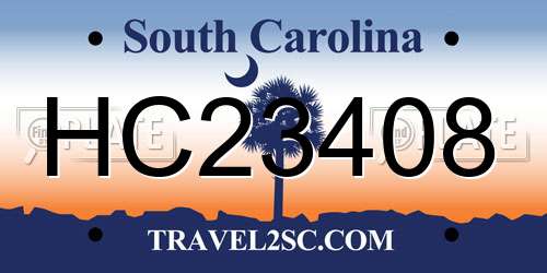 HC23408 South Carolina License Plate
