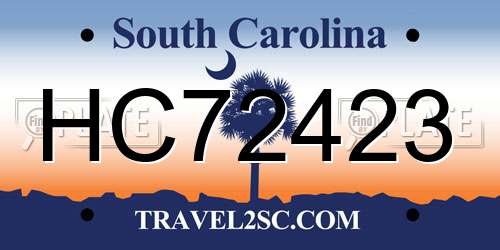 HC72423 South Carolina License Plate