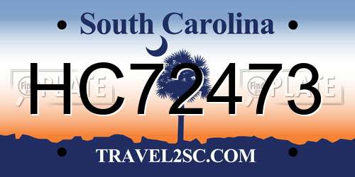 HC72473 South Carolina License Plate