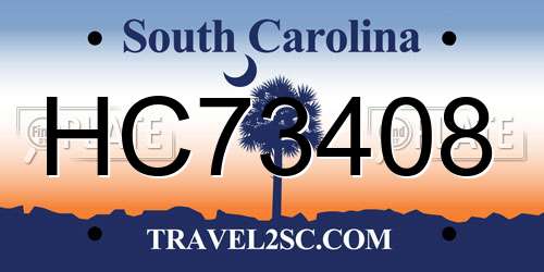 HC73408 South Carolina License Plate