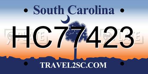 HC77423 South Carolina License Plate