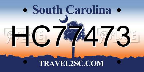 HC77473 South Carolina License Plate