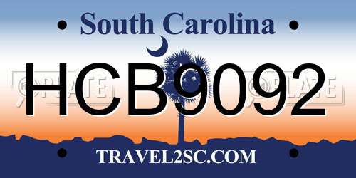 HCB9092 South Carolina License Plate