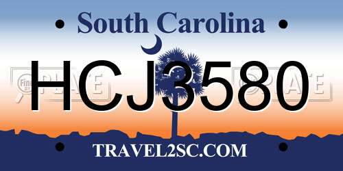 HCJ3580 South Carolina License Plate
