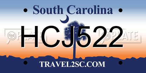 HCJ522 South Carolina License Plate