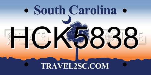 HCK5838 South Carolina License Plate
