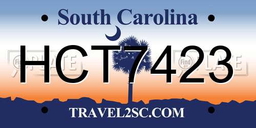 HCT7423 South Carolina License Plate