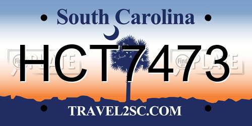 HCT7473 South Carolina License Plate