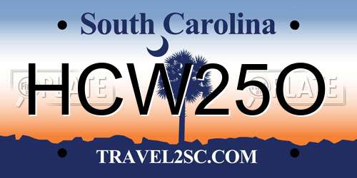 HCW25O South Carolina License Plate