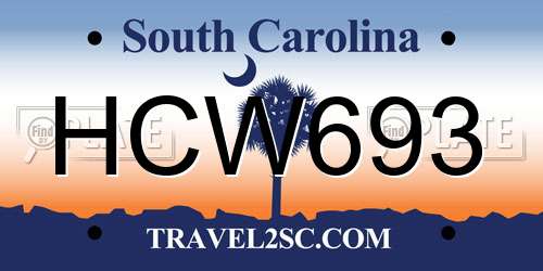 HCW693 South Carolina License Plate