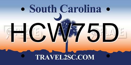 HCW75D South Carolina License Plate