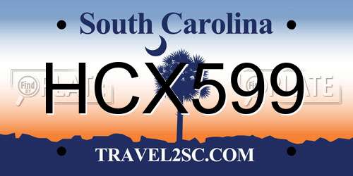 HCX599 South Carolina License Plate