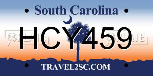 HCY459 South Carolina License Plate