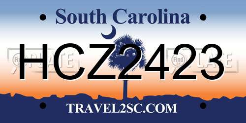 HCZ2423 South Carolina License Plate