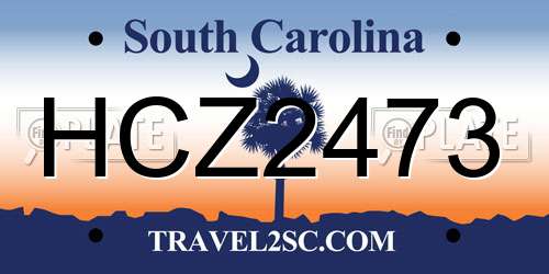 HCZ2473 South Carolina License Plate