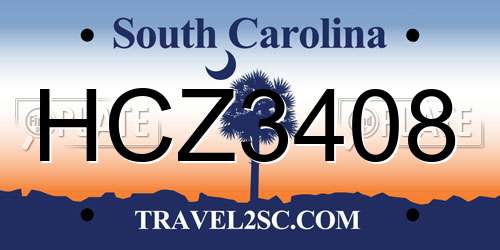 HCZ3408 South Carolina License Plate