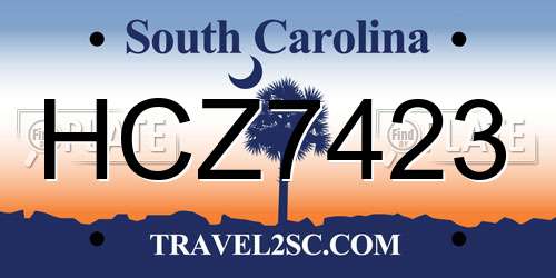 HCZ7423 South Carolina License Plate
