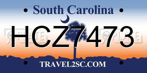 HCZ7473 South Carolina License Plate