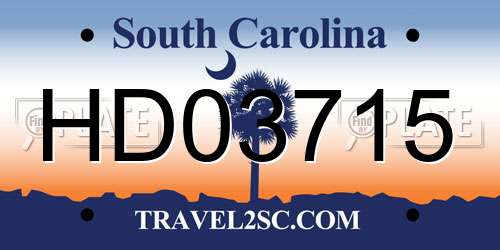 HD03715 South Carolina License Plate