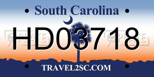 HD03718 South Carolina License Plate