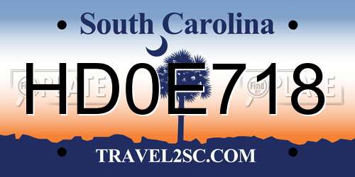 HD0E718 South Carolina License Plate