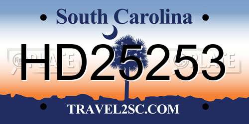 HD25253 South Carolina License Plate