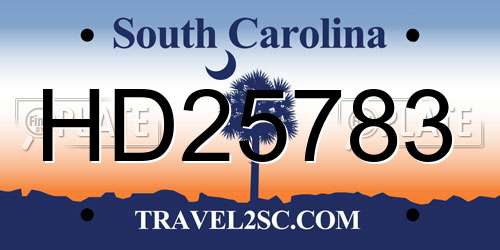 HD25783 South Carolina License Plate