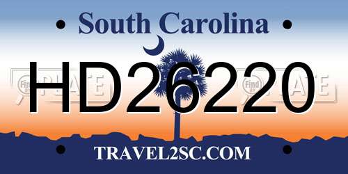 HD26220 South Carolina License Plate