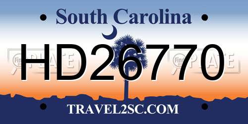 HD26770 South Carolina License Plate
