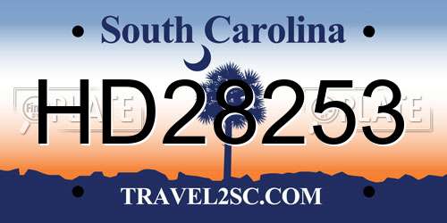 HD28253 South Carolina License Plate