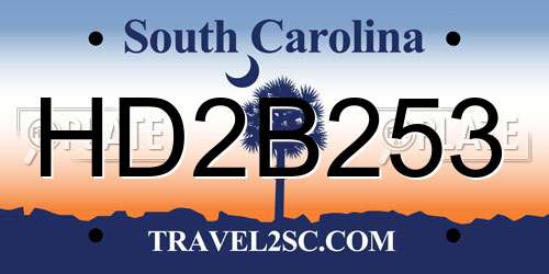 HD2B253 South Carolina License Plate