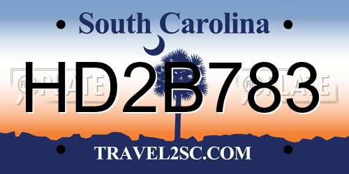 HD2B783 South Carolina License Plate