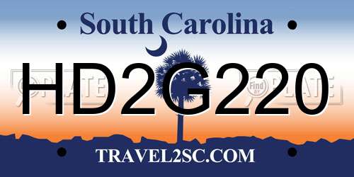HD2G220 South Carolina License Plate