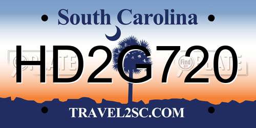 HD2G720 South Carolina License Plate