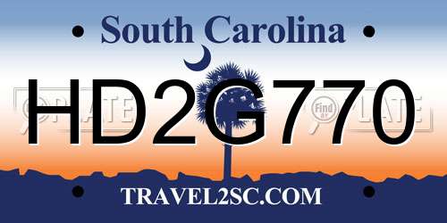 HD2G770 South Carolina License Plate