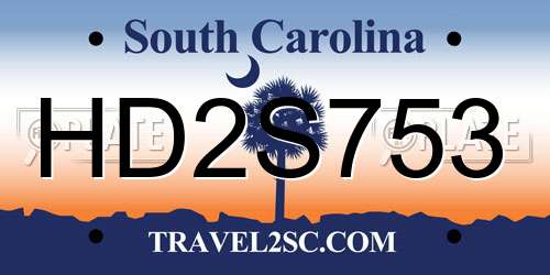 HD2S753 South Carolina License Plate