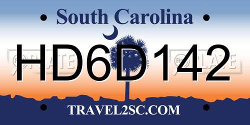 HD6D142 South Carolina License Plate