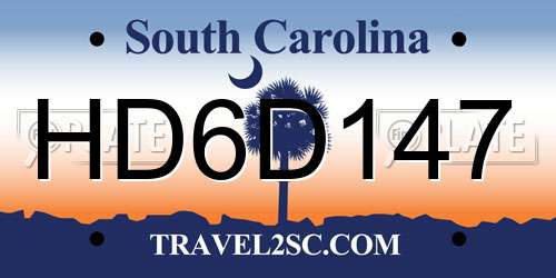 HD6D147 South Carolina License Plate