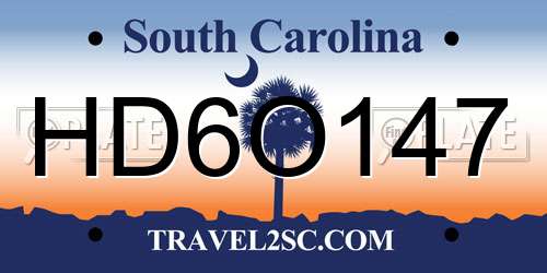 HD6O147 South Carolina License Plate