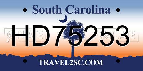 HD75253 South Carolina License Plate