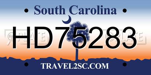 HD75283 South Carolina License Plate