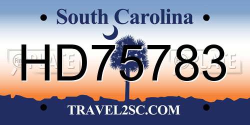 HD75783 South Carolina License Plate